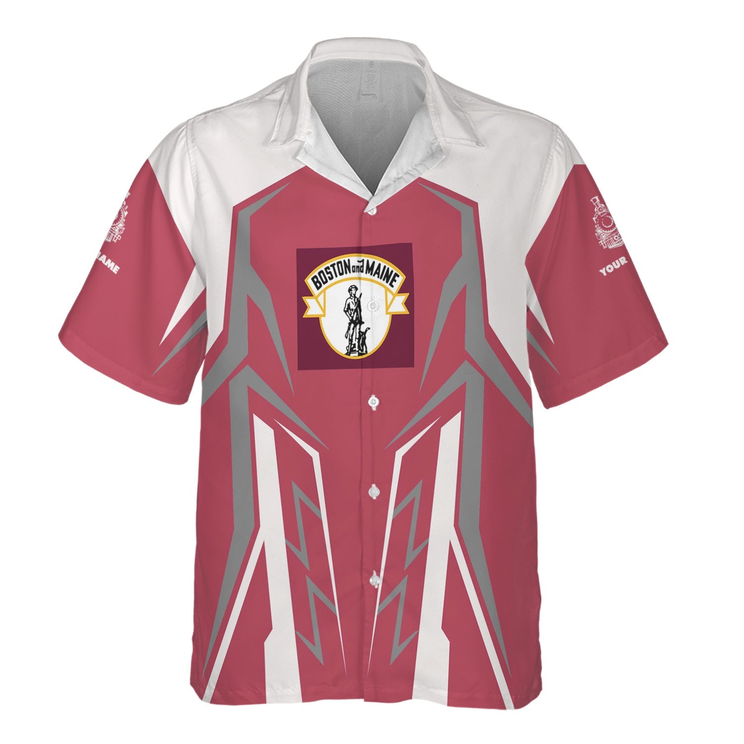 Railspirit Personalized Boston and Maine Railroad Hawaiian Shirt Futuristic Design with Custom Job Train Shirt