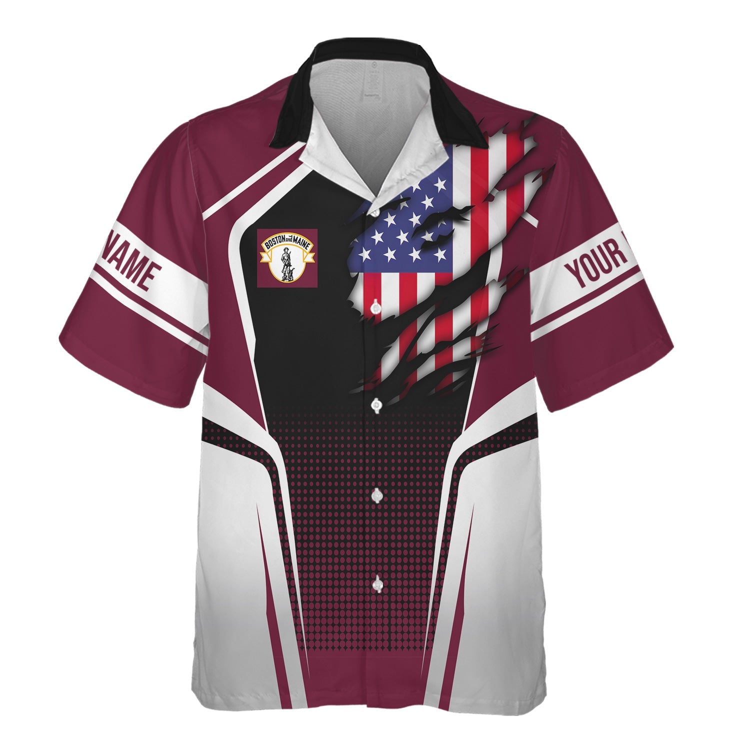 Railspirit Personalized Boston and Maine Railroad Hawaiian Shirt American Eagle Vintage Train Shirt