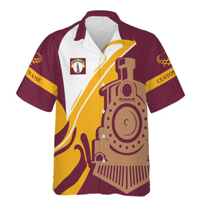 Railspirit Personalized Boston and Maine Railroad Hawaiian Shirt Flame-Inspired Style Shirt Gift Idea For Train Lovers