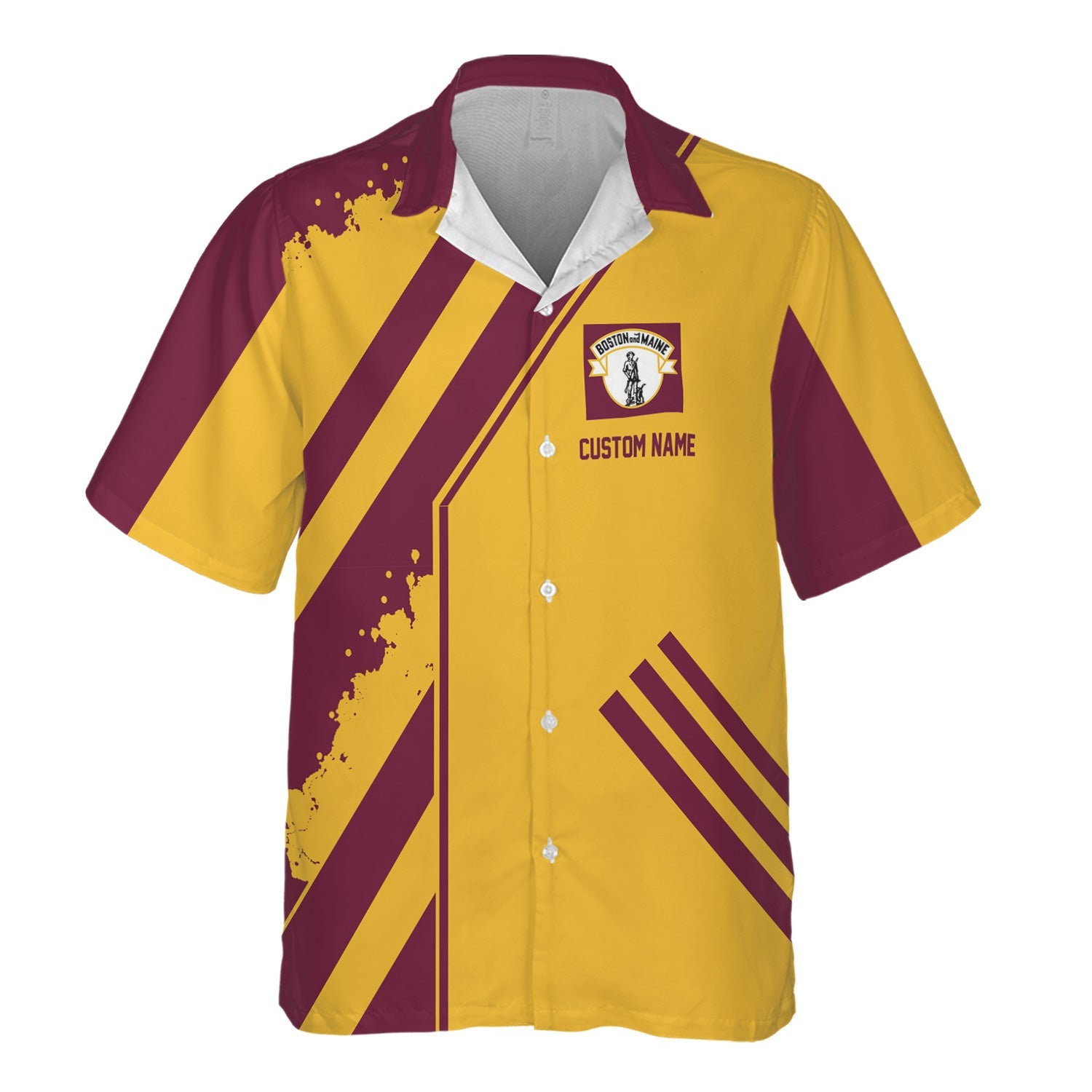 Railspirit Personalized Boston and Maine Railroad Hawaiian Shirt Locomotive Design Train Shirt for Train Enthusiast