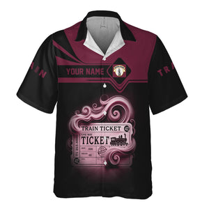 Railspirit Personalized Boston and Maine Railroad Hawaiian Shirt Train Ticket  American Locomotive Printed Train
