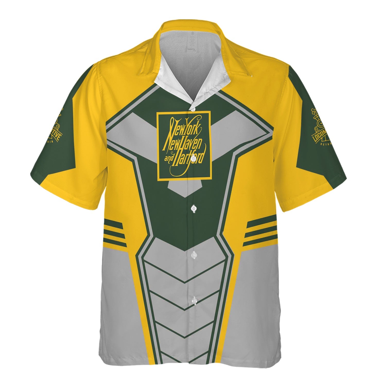 Railspirit Personalized New York, New Haven and Hartford Railroad Hawaiian Shirt Engine-Inspired Style New Haven Railroad Train Shirt