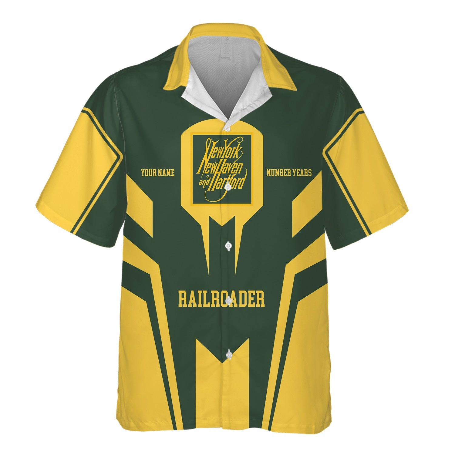 Railspirit Personalized New York, New Haven and Hartford Railroad Hawaiian Shirt Custom Year Railroader New Haven Railroad Shirt