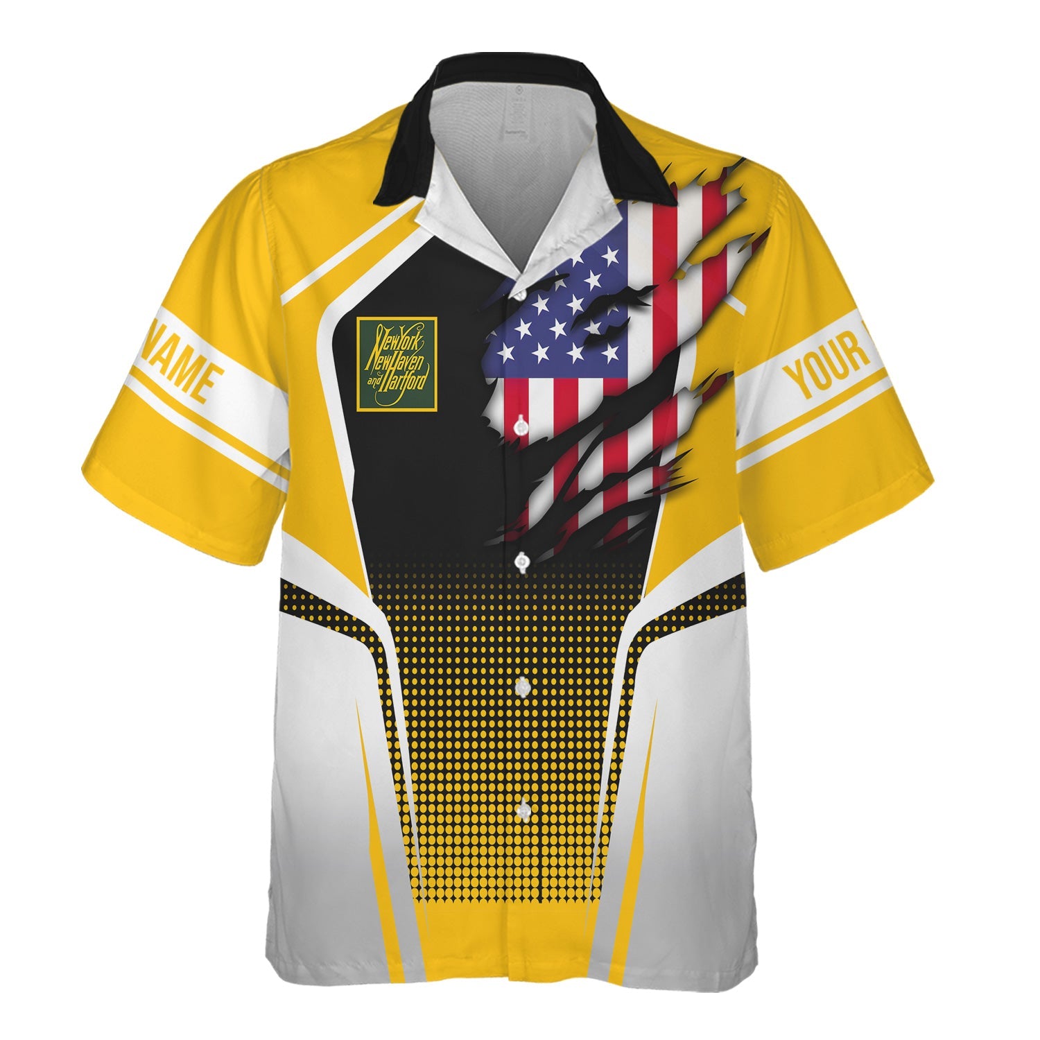 Railspirit Personalized New York, New Haven and Hartford Railroad Hawaiian Shirt American Eagle Vintage Train New Haven Railroad Shirt