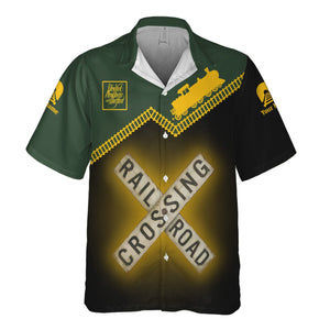Railspirit Personalized New York, New Haven and Hartford Railroad Hawaiian Shirt Railroad Crossing Printed Train Track Shirt