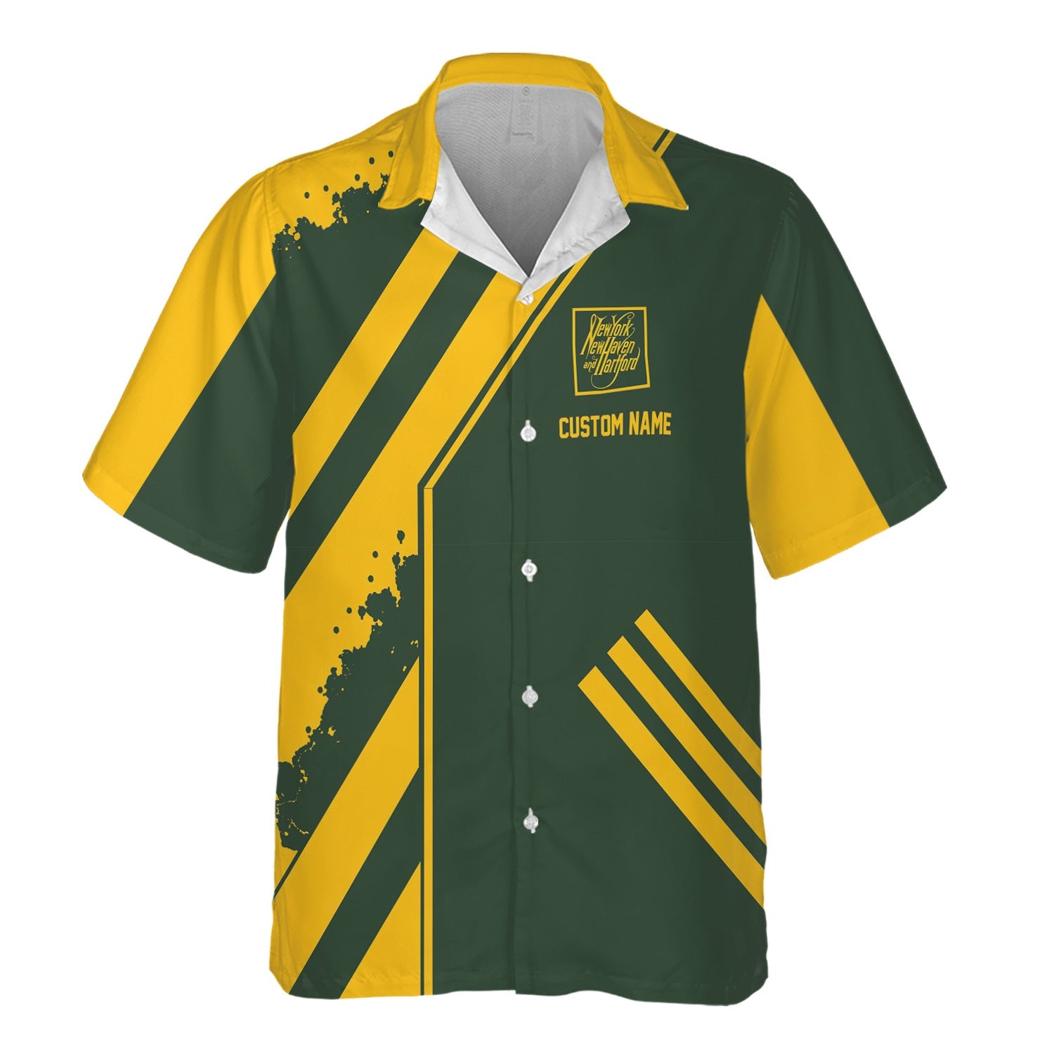 Railspirit Personalized New York, New Haven and Hartford Railroad Hawaiian Shirt Locomotive Design New Haven Railroad Train Shirt