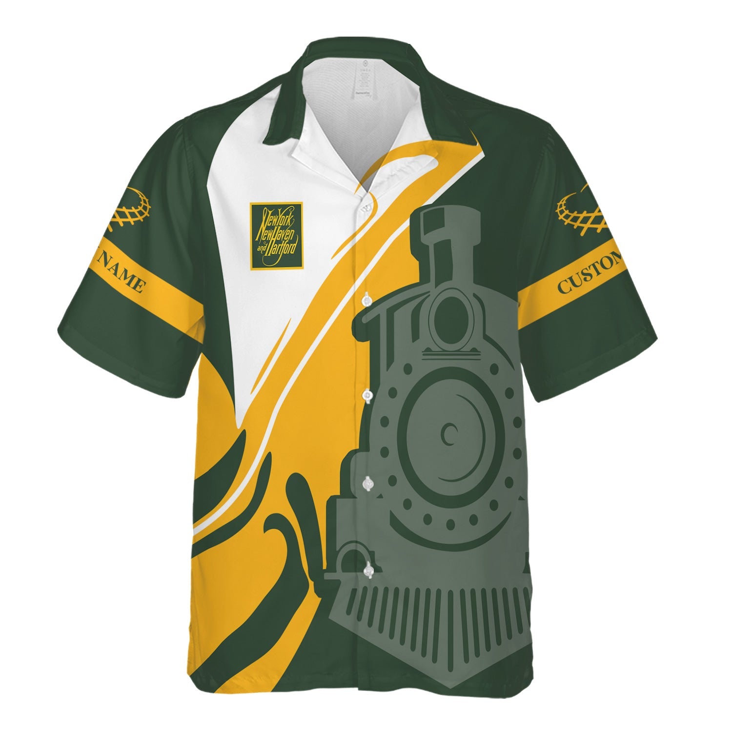 Railspirit Personalized New York, New Haven and Hartford Railroad Hawaiian Shirt Flame-Inspired Style New Haven Railroad Shirt
