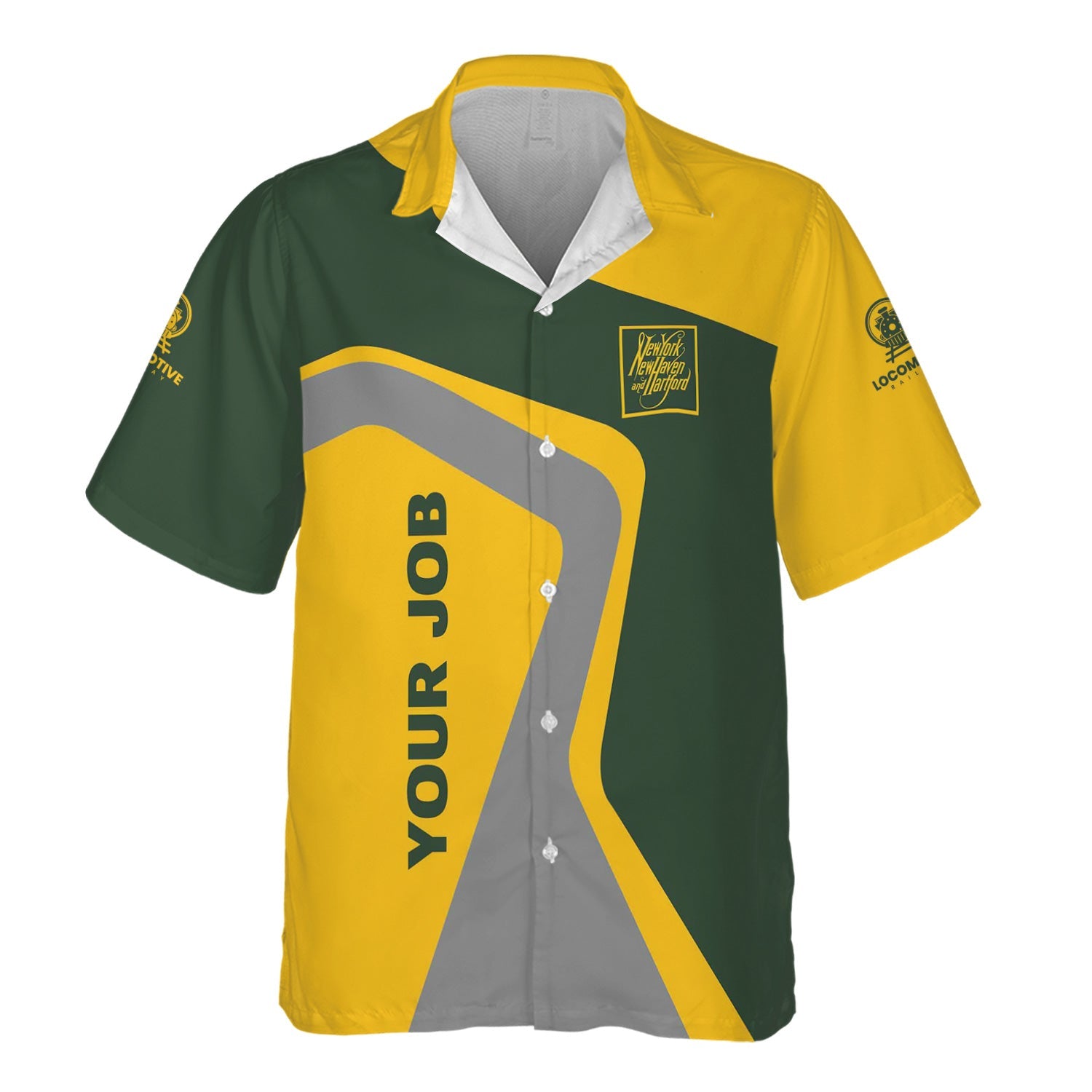 Railspirit Personalized New York, New Haven and Hartford Railroad Hawaiian Shirt Unique Design with Custom Job New Haven Railroad Train Shirt