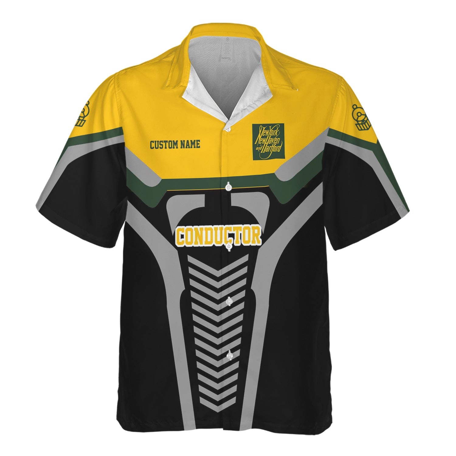 Railspirit Personalized New York, New Haven and Hartford Railroad Hawaiian Shirt Track-Inspired with Custom Job New Haven Railroad Train Shirt