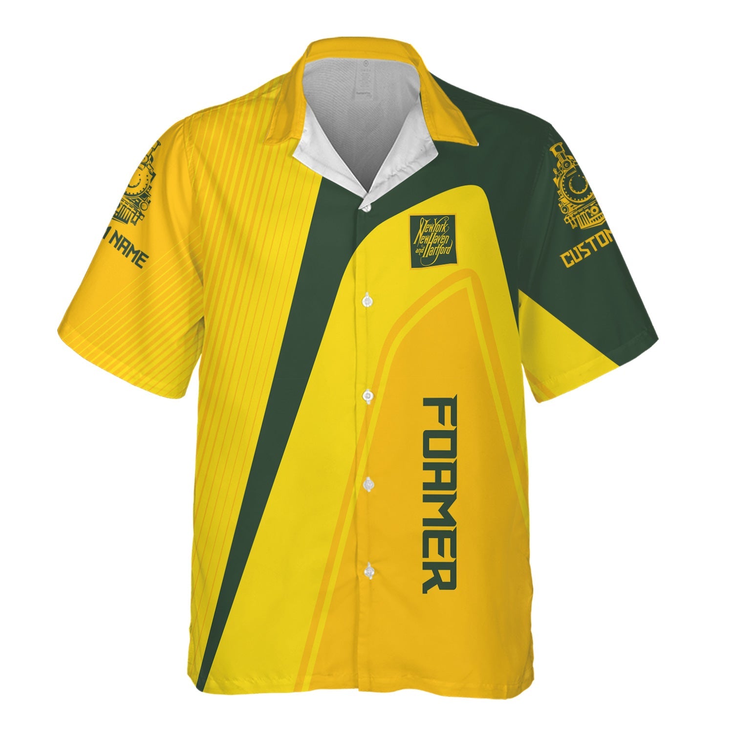 Railspirit Personalized New York, New Haven and Hartford Railroad Hawaiian Shirt Vibrant Striking Style New Haven Railroad Shirt For Rail Enthusiasts