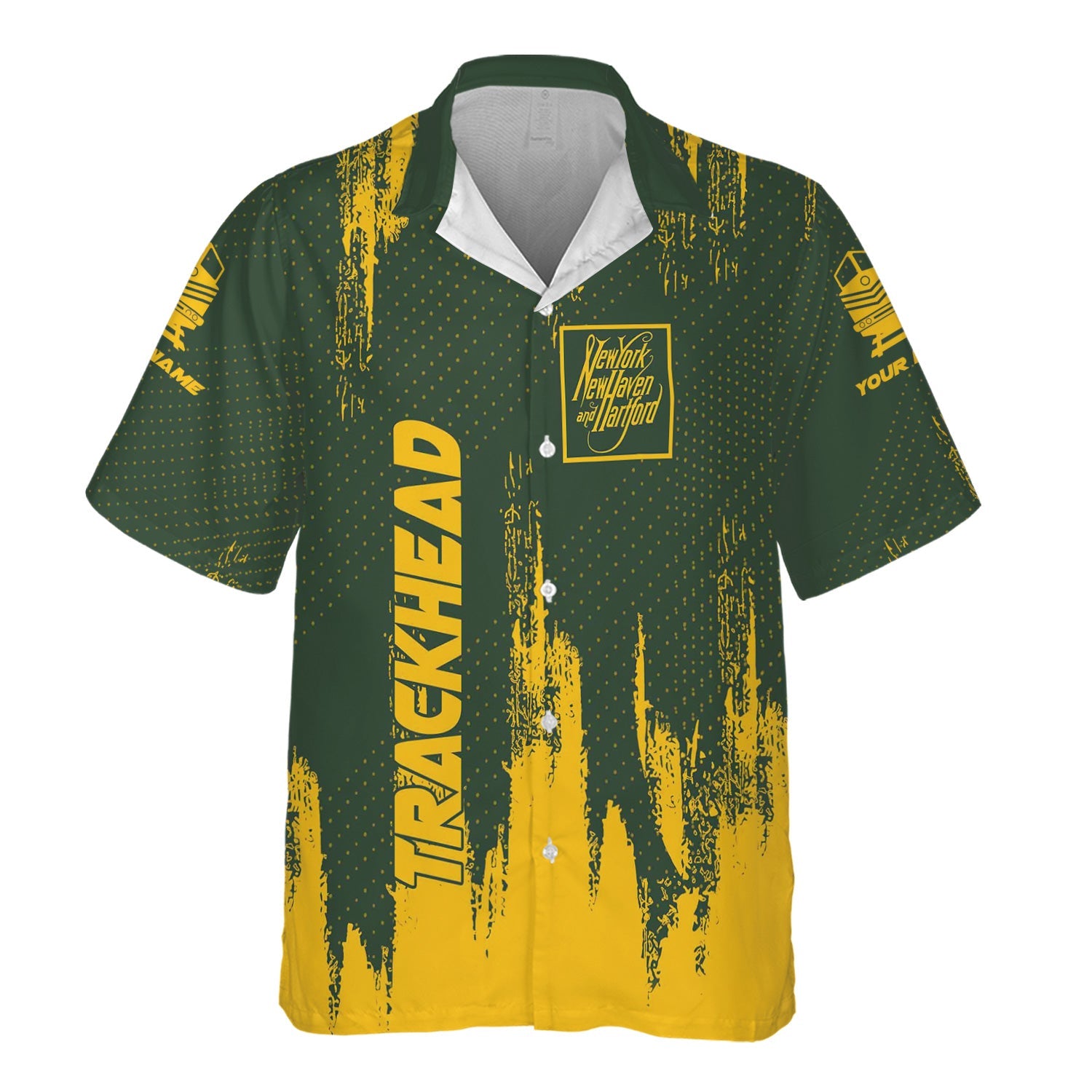 Railspirit Personalized New York, New Haven and Hartford Railroad Hawaiian Shirt Paint Impact Design New Haven Railroad Train Shirt for Trackhead