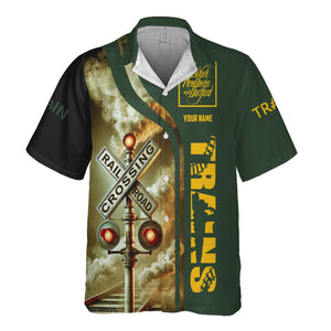 Railspirit Custom Name New York, New Haven and Hartford Railroad Hawaiian Shirt Railroad Crossing Sign New Haven Railroad Printed Train Shirt