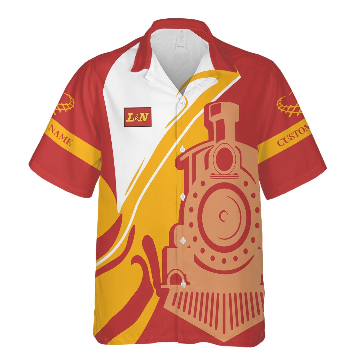 Railspirit Personalized Louisville and Nashville Railroad Hawaiian Shirt Flame-Inspired Style L&N Shirt Gift Idea For Train Lovers