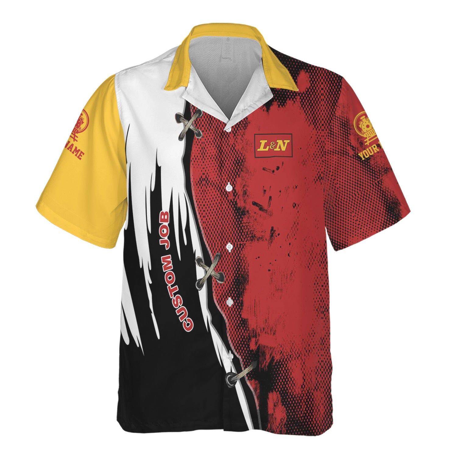 Railspirit Personalized Louisville and Nashville Railroad Hawaiian Shirt Retro Stitches Design with Custom Position L&N Train Shirt