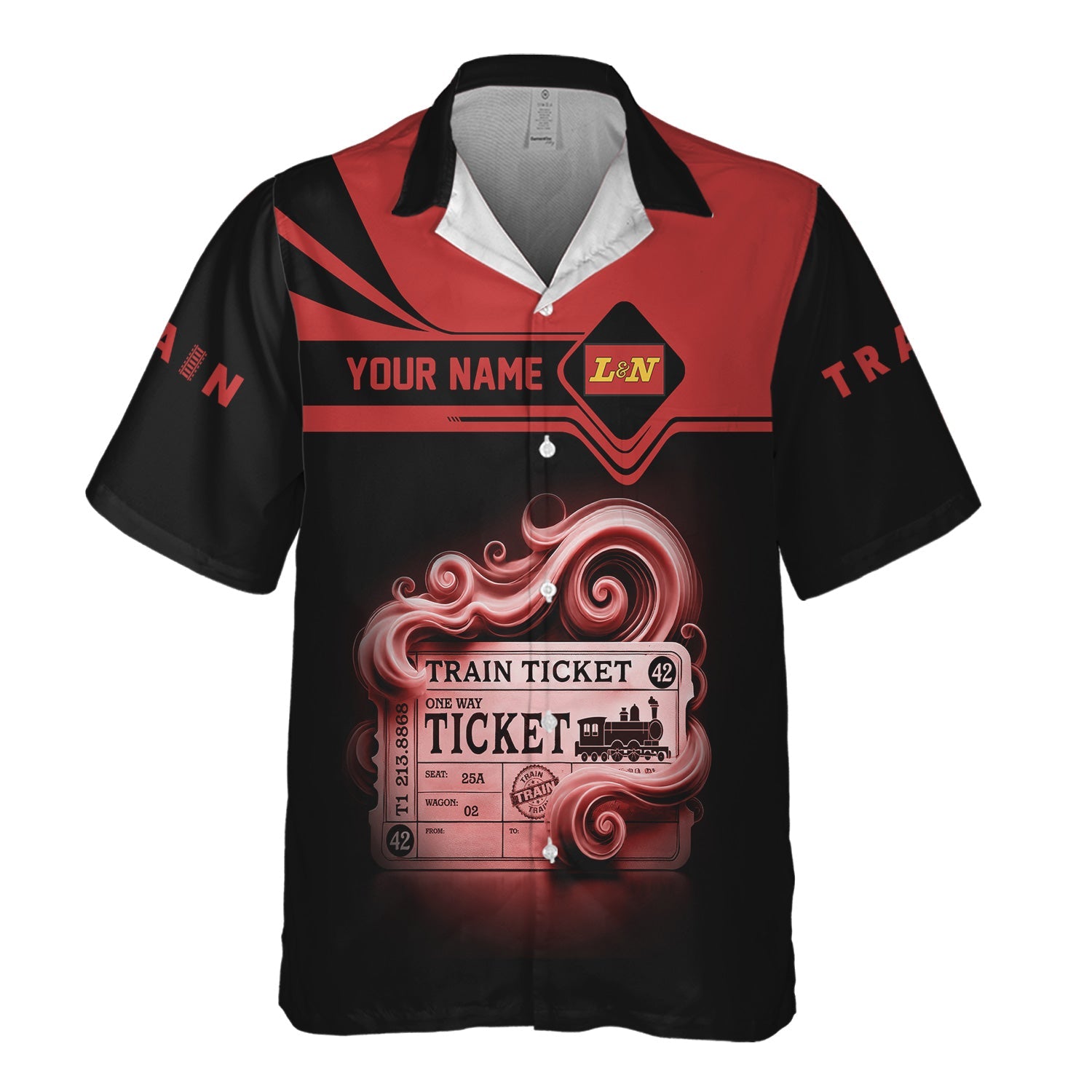 Railspirit Personalized Louisville and Nashville Railroad Hawaiian Shirt Train Ticket American Locomotive Printed Train