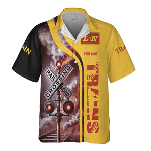Railspirit Custom Name Louisville and Nashville Railroad Hawaiian Shirt Railroad Crossing Sign L&N Printed Train Shirt