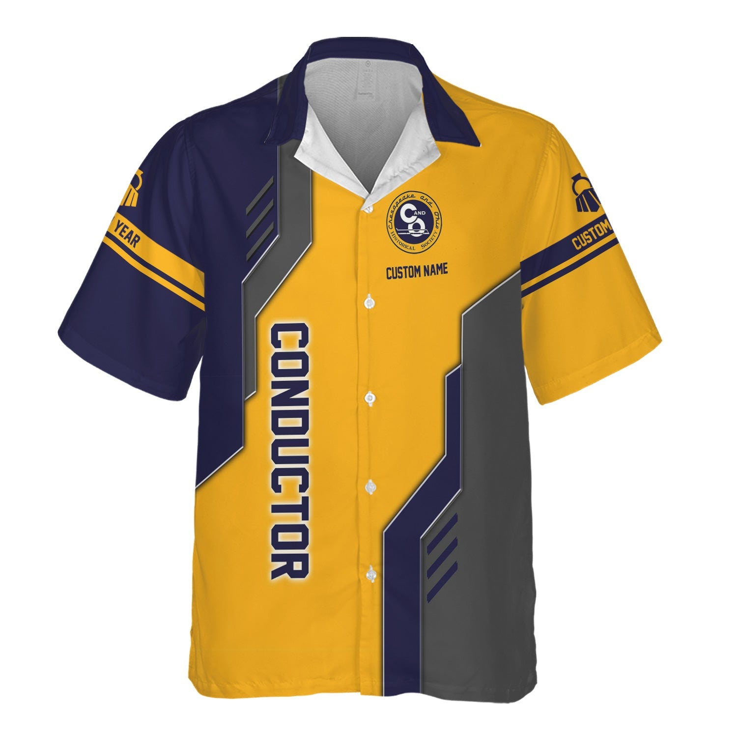 Railspirit Personalized Chesapeake and Ohio Railway Hawaiian Shirt Unique Railway Style with Custom Job C&O Train Shirt