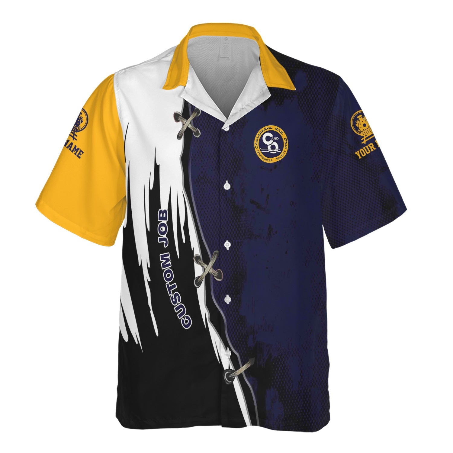 Railspirit Personalized Chesapeake and Ohio Railway Hawaiian Shirt Retro Stitches Design with Custom Position C&O Train Shirt