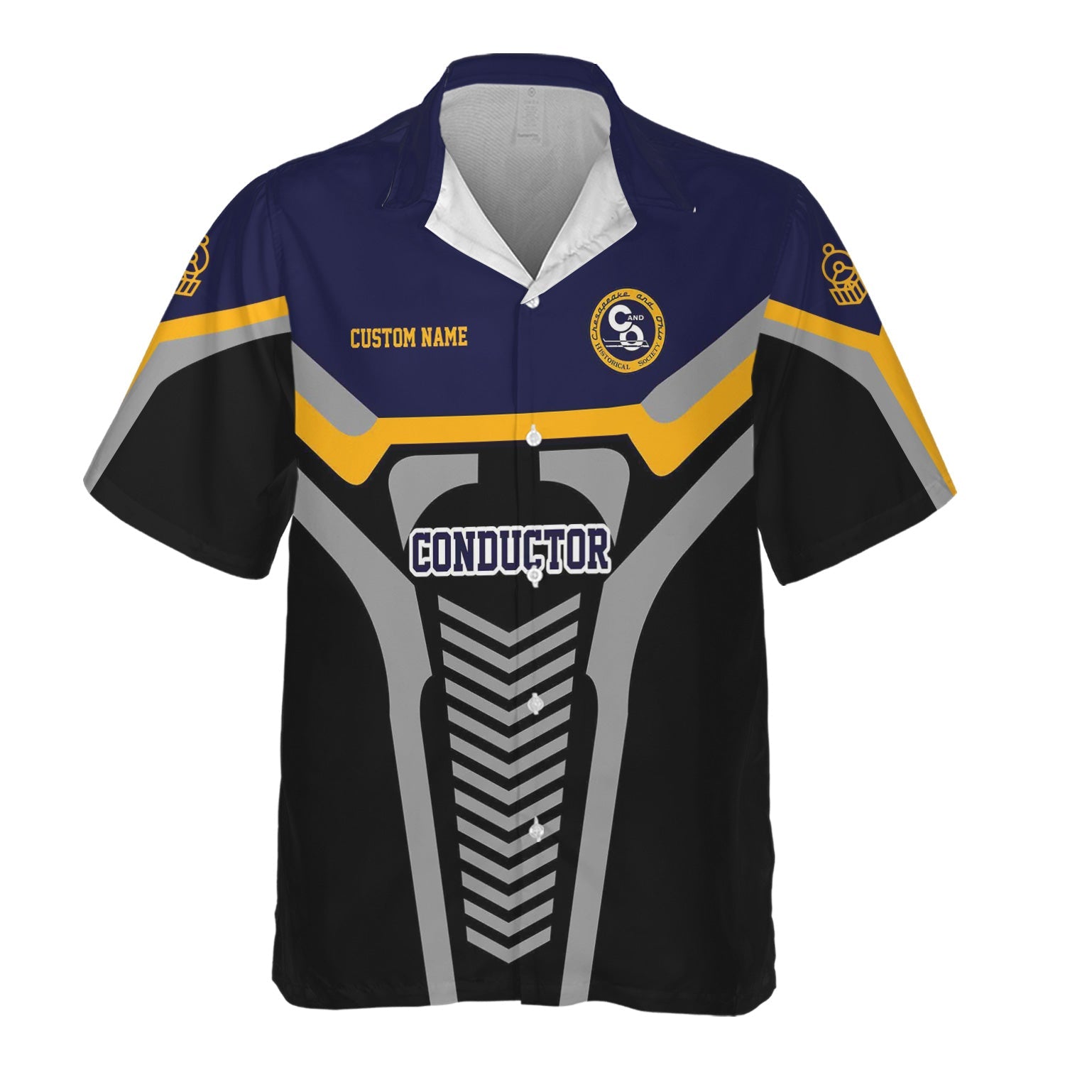 Railspirit Personalized Chesapeake and Ohio Railway Hawaiian Shirt Track-Inspired with Custom Job Position C&O Train Shirt