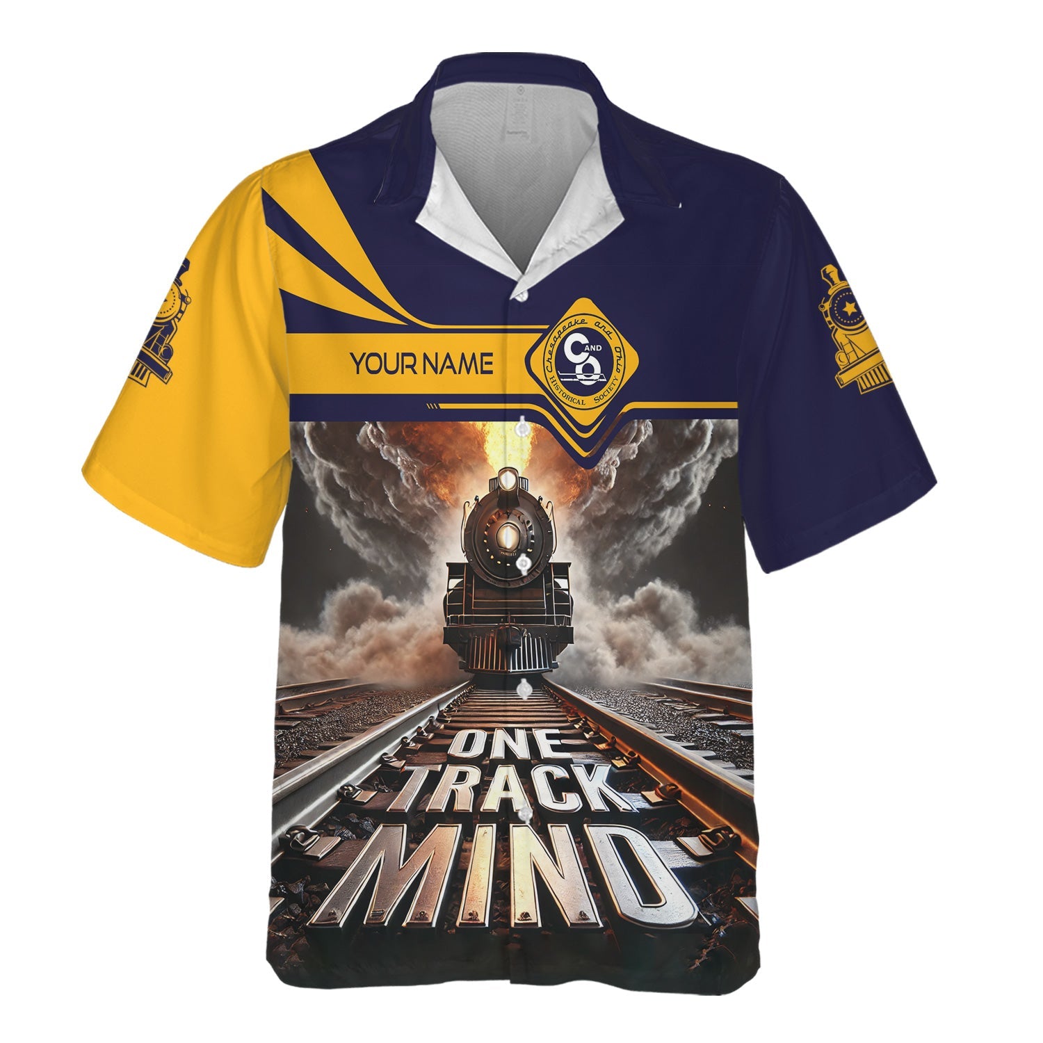 Railspirit Personalized Chesapeake and Ohio Railway Hawaiian Shirt One Track Mind C&O Train Printed Shirt