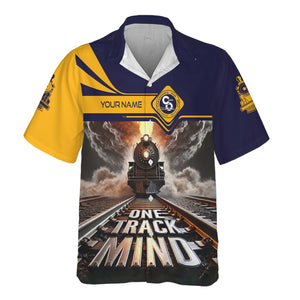 Railspirit Personalized Chesapeake and Ohio Railway Hawaiian Shirt One Track Mind C&O Train Printed Shirt