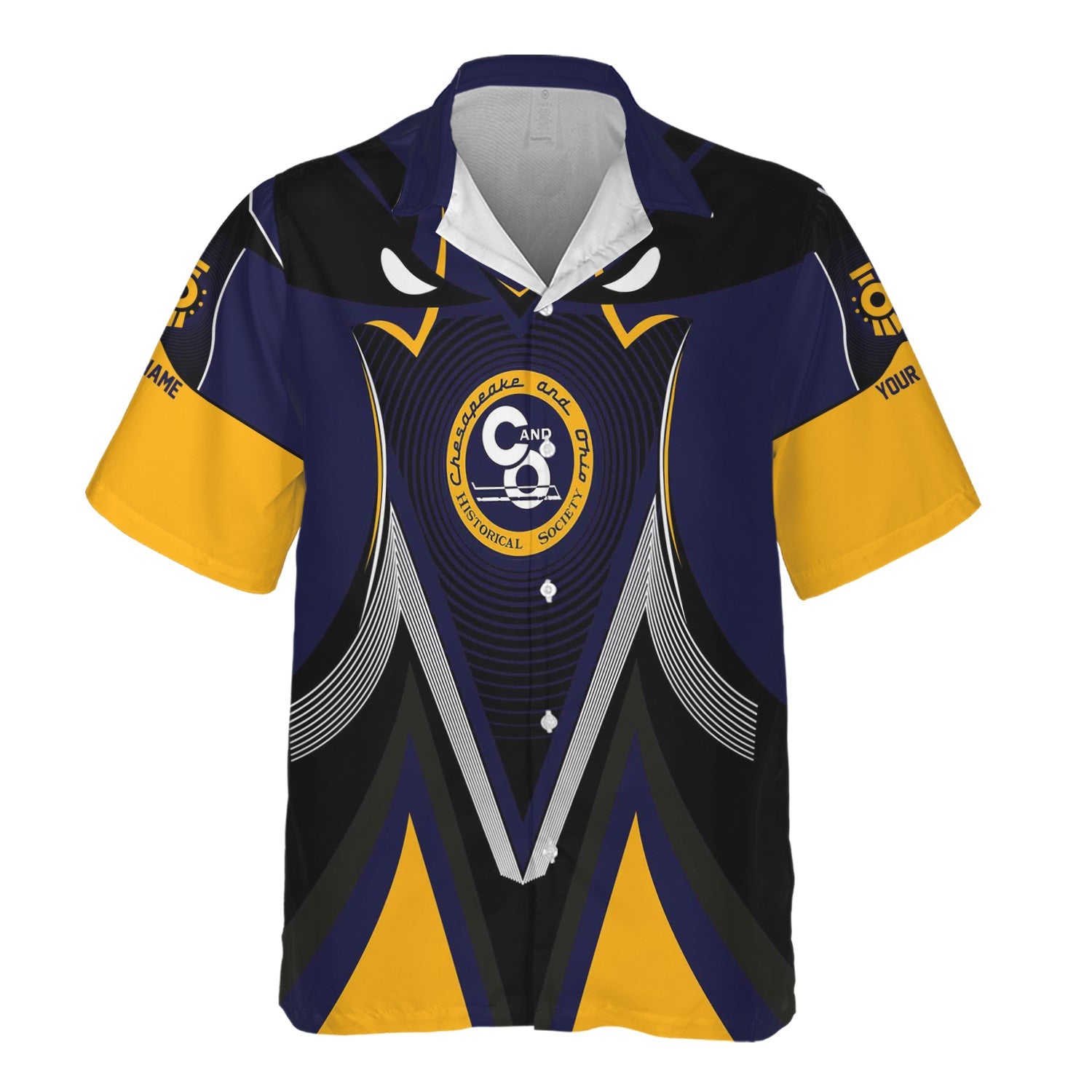 Railspirit Personalized Chesapeake and Ohio Railway Hawaiian Shirt Vibrant Graphic Pattern C&O Shirt For Train Enthusiasts