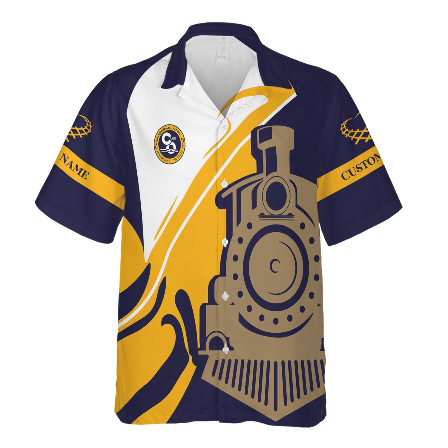 Railspirit Personalized Chesapeake and Ohio Railway Hawaiian Shirt Flame-Inspired Style C&O Shirt Gift Idea For Train Lovers