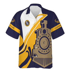 Railspirit Personalized Chesapeake and Ohio Railway Hawaiian Shirt Flame-Inspired Style C&O Shirt Gift Idea For Train Lovers