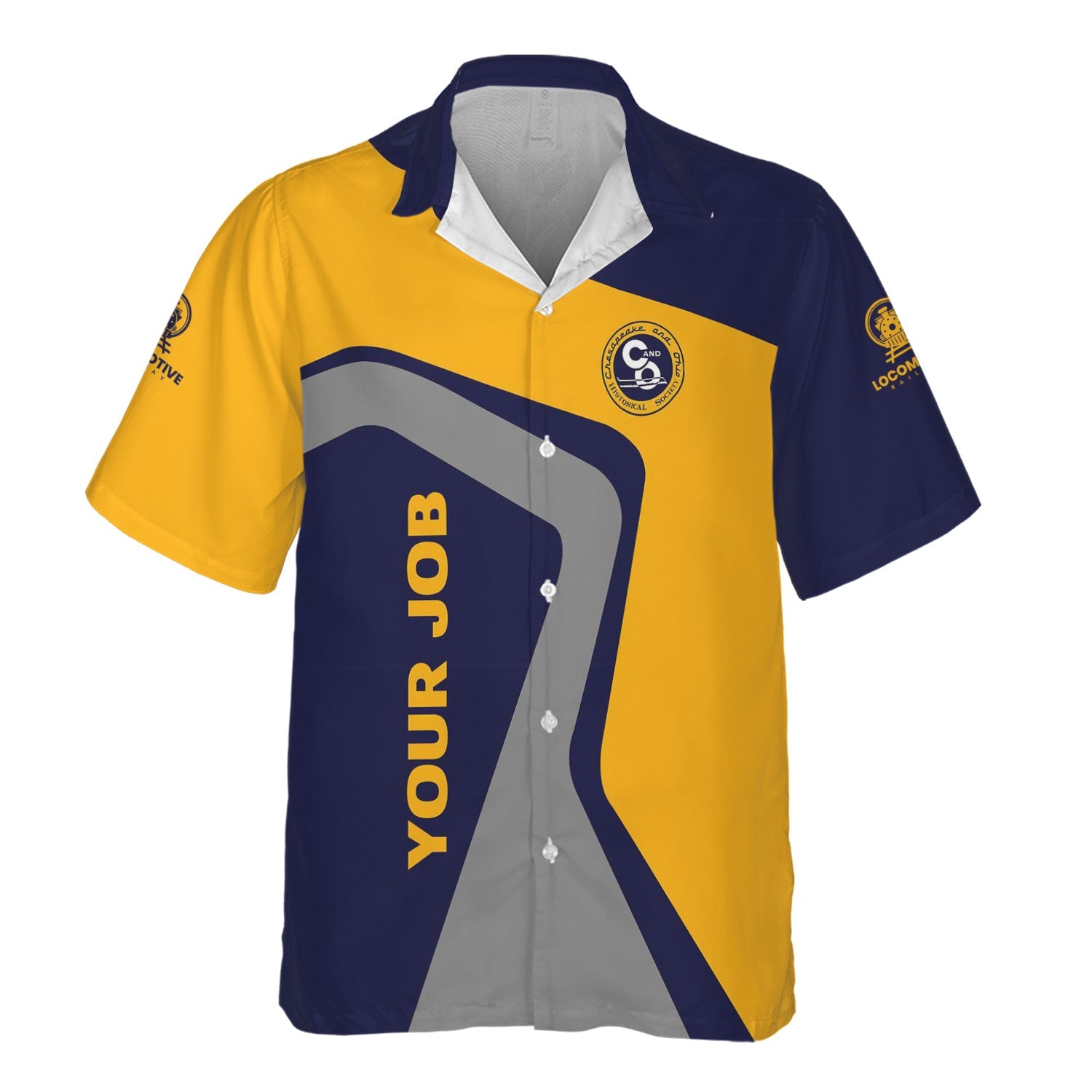 Railspirit Personalized Chesapeake and Ohio Railway Hawaiian Shirt Unique Design with Custom Job Position C&O Train Shirt