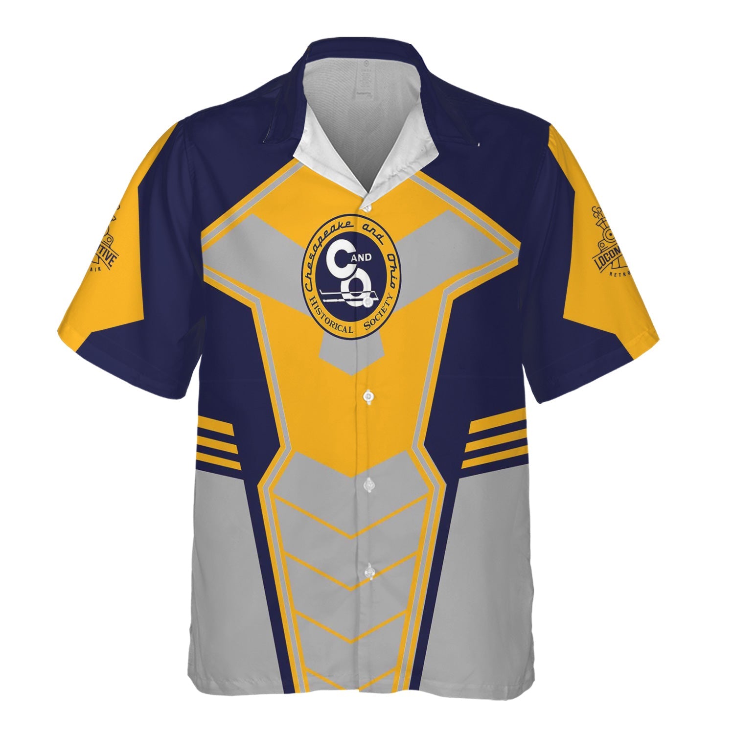 Railspirit Personalized Chesapeake and Ohio Railway Hawaiian Shirt Engine-Inspired Style C&O Train Shirt for Railroad Fanatic