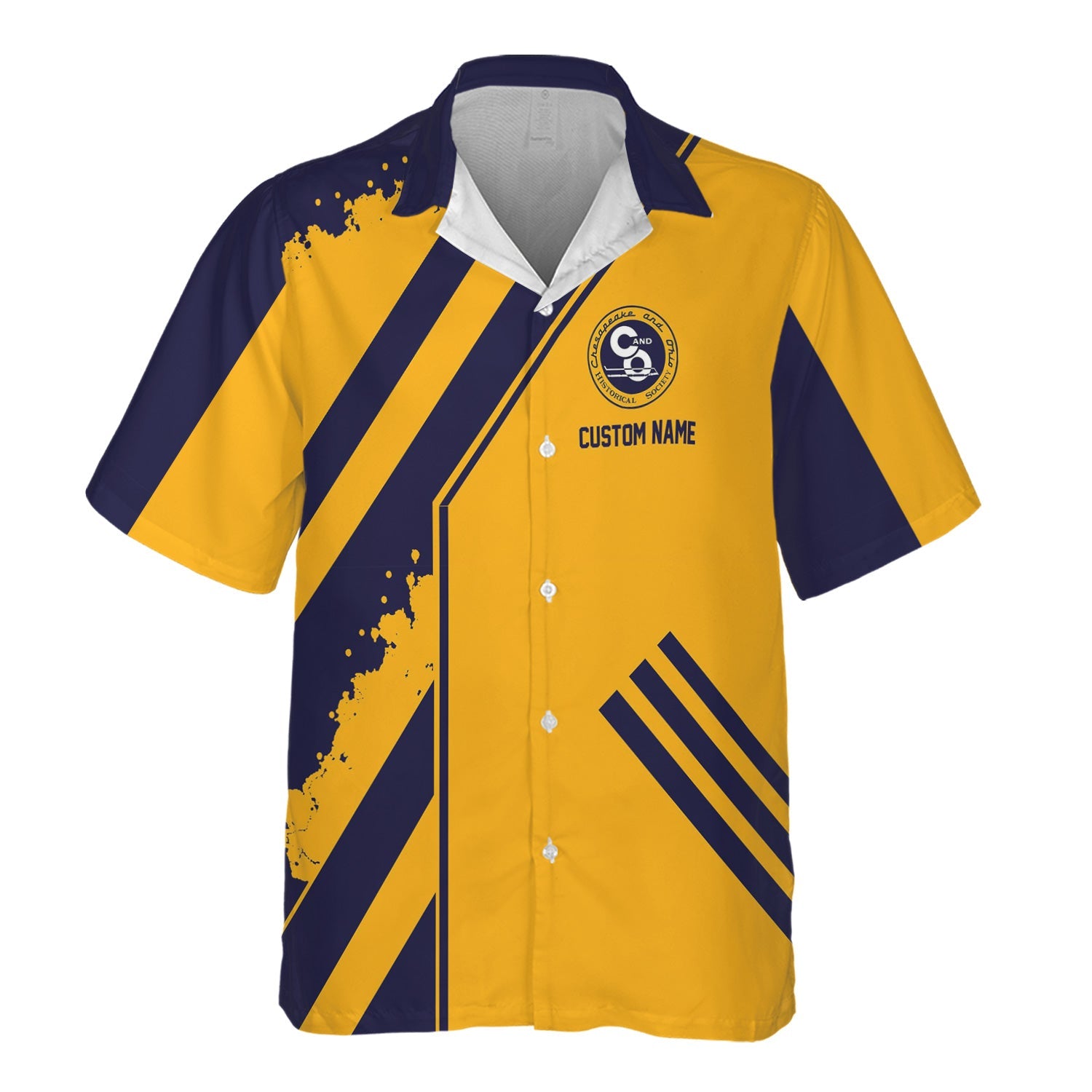 Railspirit Personalized Chesapeake and Ohio Railway Hawaiian Shirt Locomotive Design C&O Train Shirt for Train Enthusiast