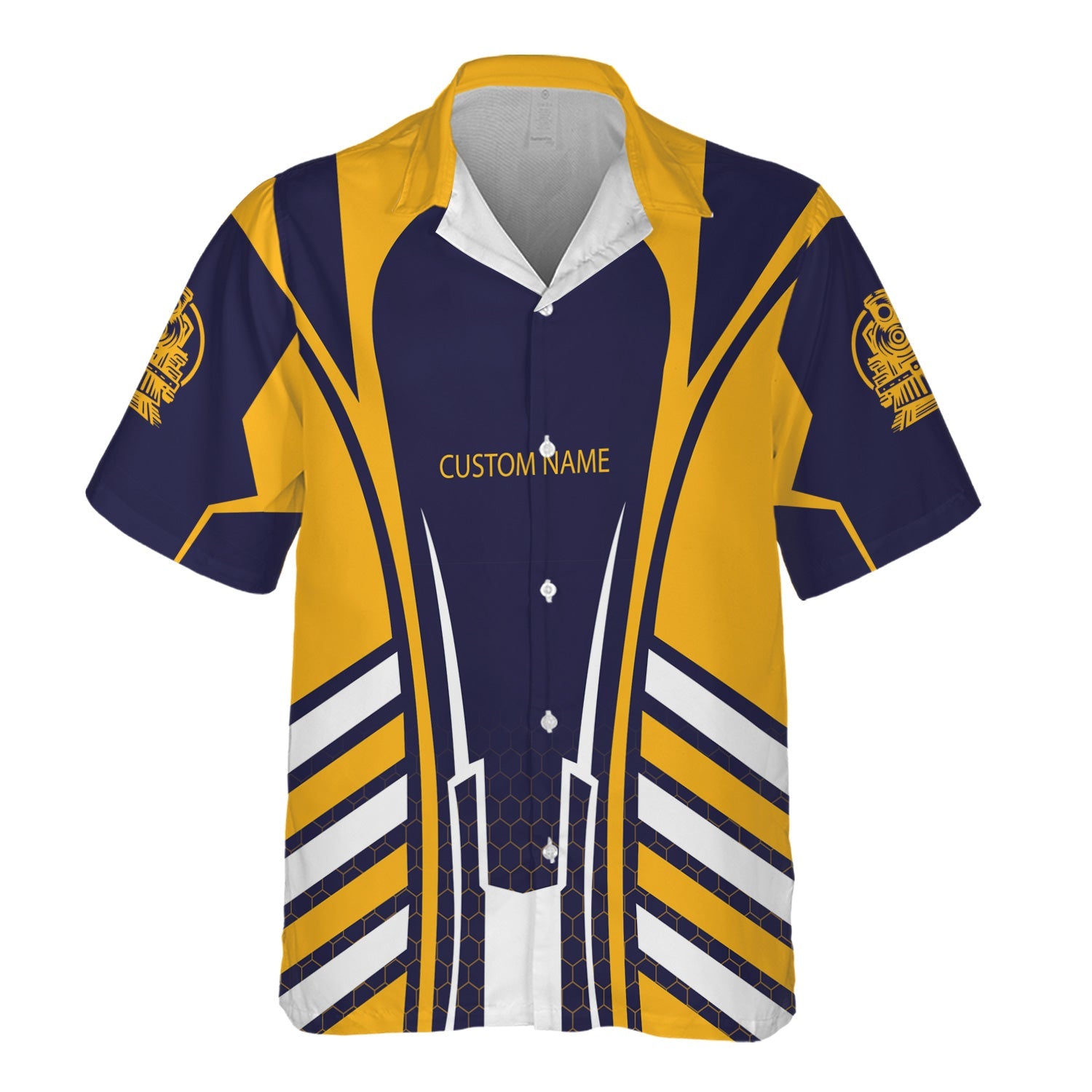 Railspirit Personalized Chesapeake and Ohio Railway Hawaiian Shirt Striped Railroad Style C&O Train Shirt All Over Print