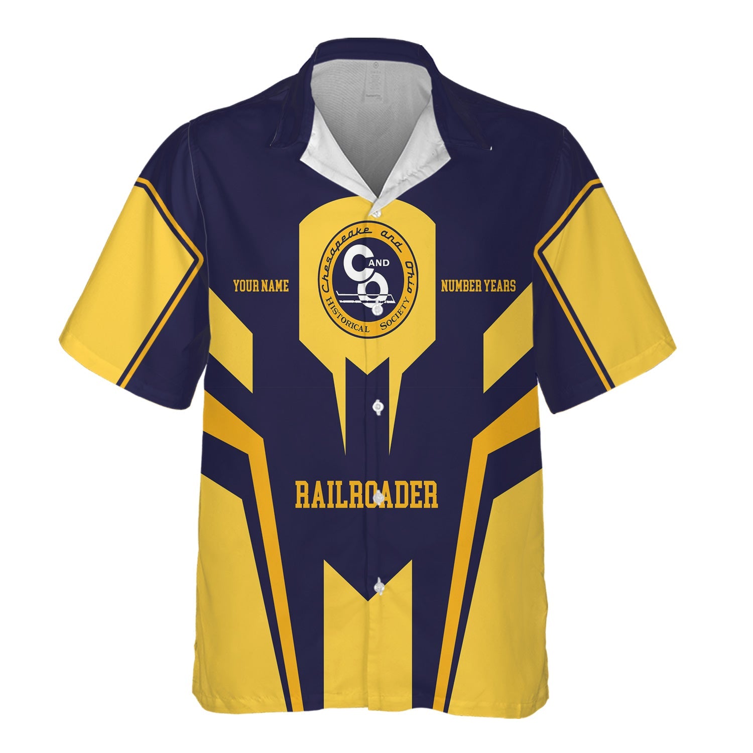 Railspirit Personalized Chesapeake and Ohio Railway Hawaiian Shirt Custom Year Railroader C&O Shirt Gift Idea For Train Lover