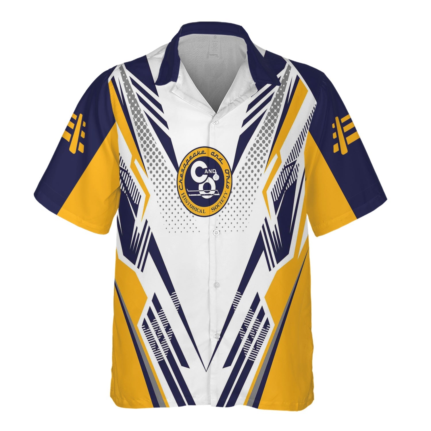 Railspirit Personalized Chesapeake and Ohio Railway Hawaiian Shirt Railroad Tribute Design C&O Train Shirt for Train Lovers