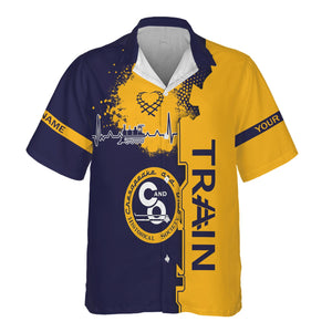 Railspirit Personalized Chesapeake and Ohio Railway Hawaiian Shirt Engine Heartbeat and Track Love Style C&O Shirt Gift Idea For Train Lovers