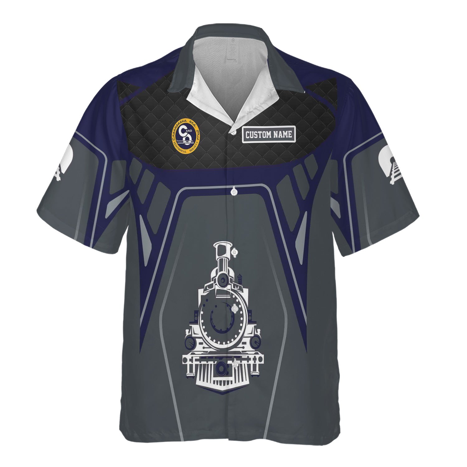 Railspirit Personalized Chesapeake and Ohio Railway Hawaiian Shirt Steam Locomotive Engine Graphic C&O Train Shirt All Over Print