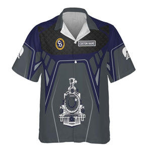 Railspirit Personalized Chesapeake and Ohio Railway Hawaiian Shirt Steam Locomotive Engine Graphic C&O Train Shirt All Over Print