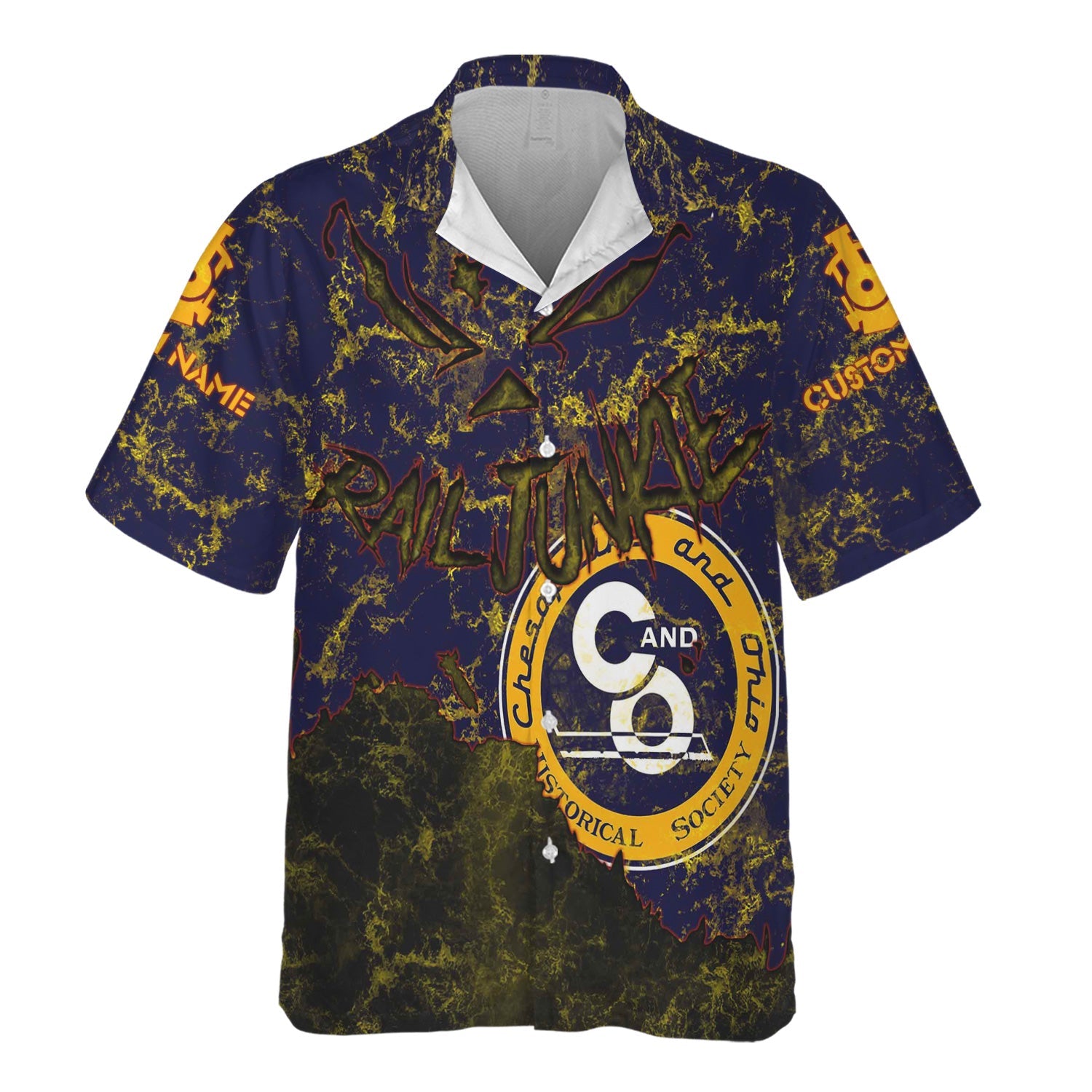 Railspirit Personalized Chesapeake and Ohio Railway Hawaiian Shirt Torn Graphic Style C&O Train Shirt For Rail Junkie