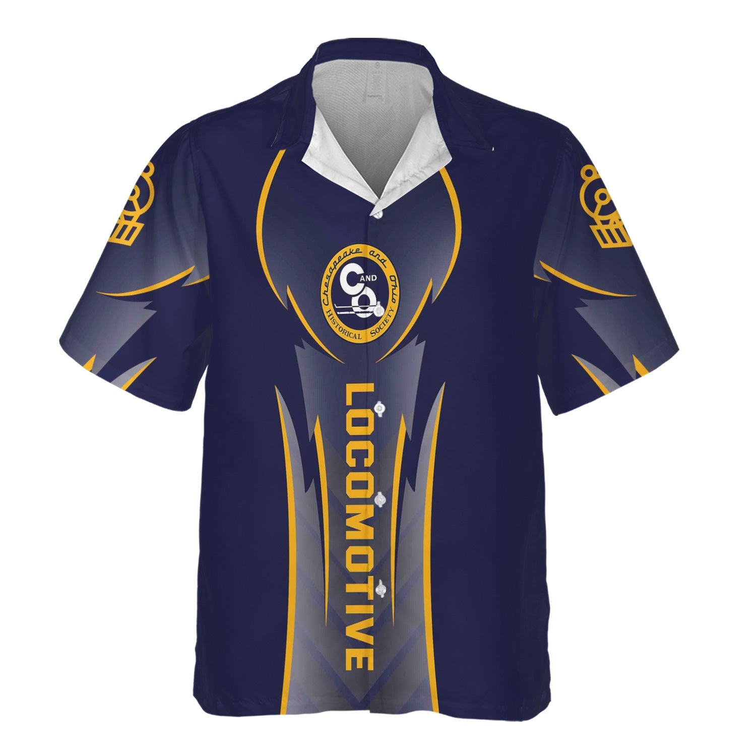 Railspirit Personalized Chesapeake and Ohio Railway Hawaiian Shirt Striking Line Style C&O Train Shirt For Locomotive Lovers