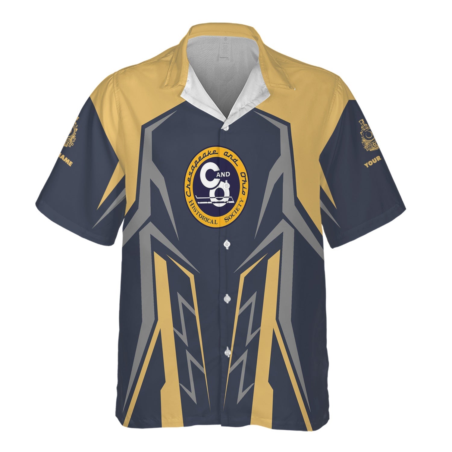 Railspirit Personalized Chesapeake and Ohio Railway Hawaiian Shirt Futuristic Design with Custom Job C&O Train Shirt