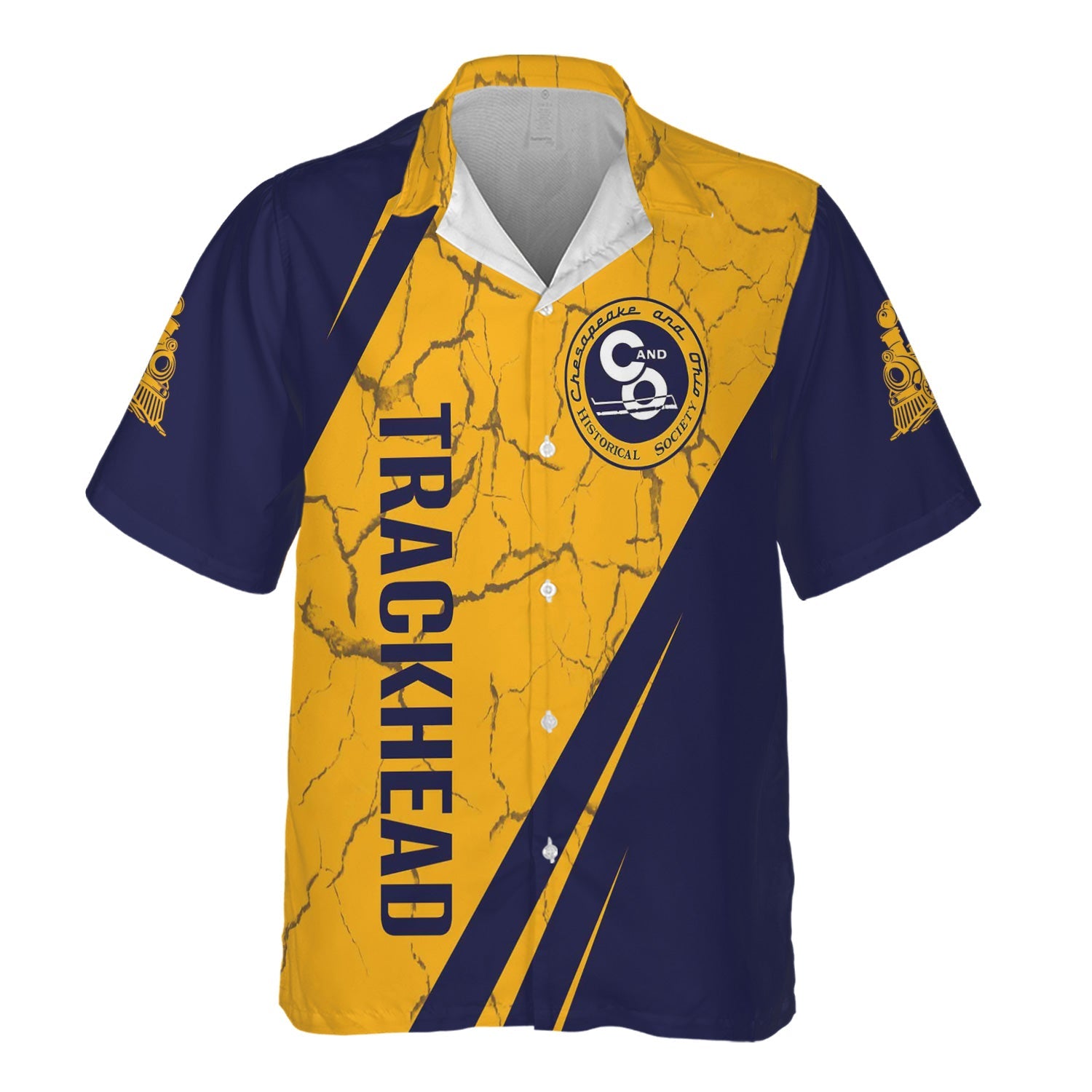 Railspirit Personalized Chesapeake and Ohio Railway Hawaiian Shirt Crackle Texture Style C&O Shirt For Trackhead