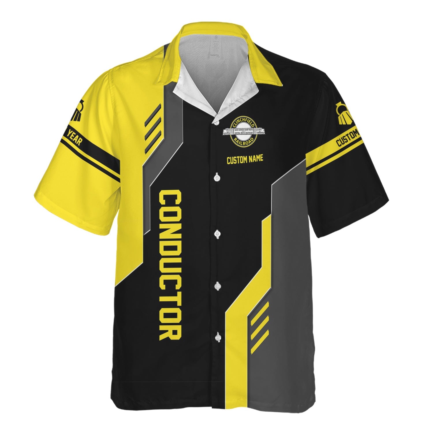 Railspirit Personalized Clinchfield Railroad Hawaiian Shirt Unique Railway Style with Custom Job Train Shirt