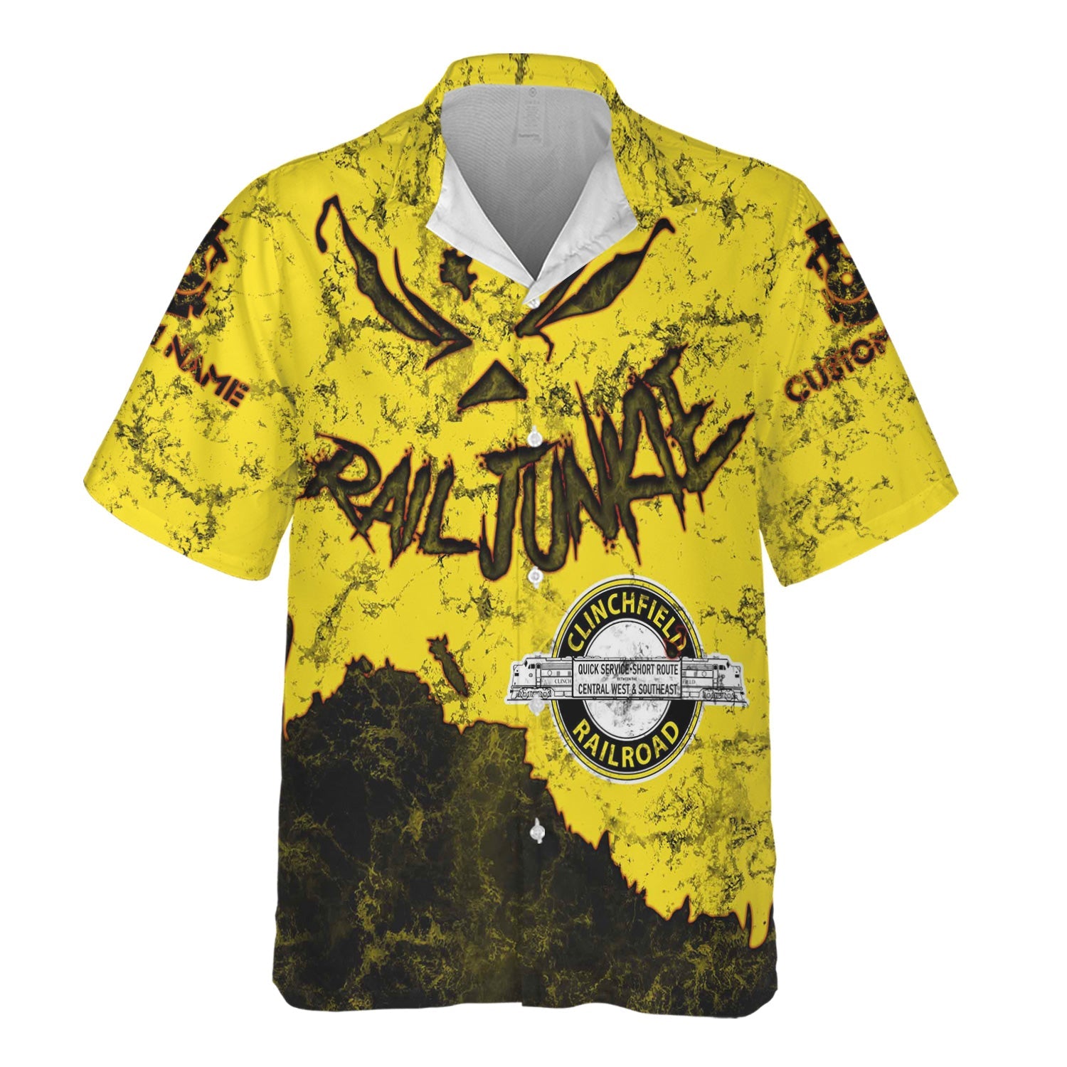 Railspirit Personalized Clinchfield Railroad Hawaiian Shirt Torn Graphic Style Train Shirt For Rail Junkie