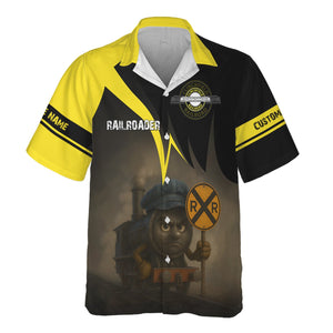 Railspirit Personalized Clinchfield Railroad Hawaiian Shirt Angry Train Hawaiian Shirt Gift Idea For Train Lover