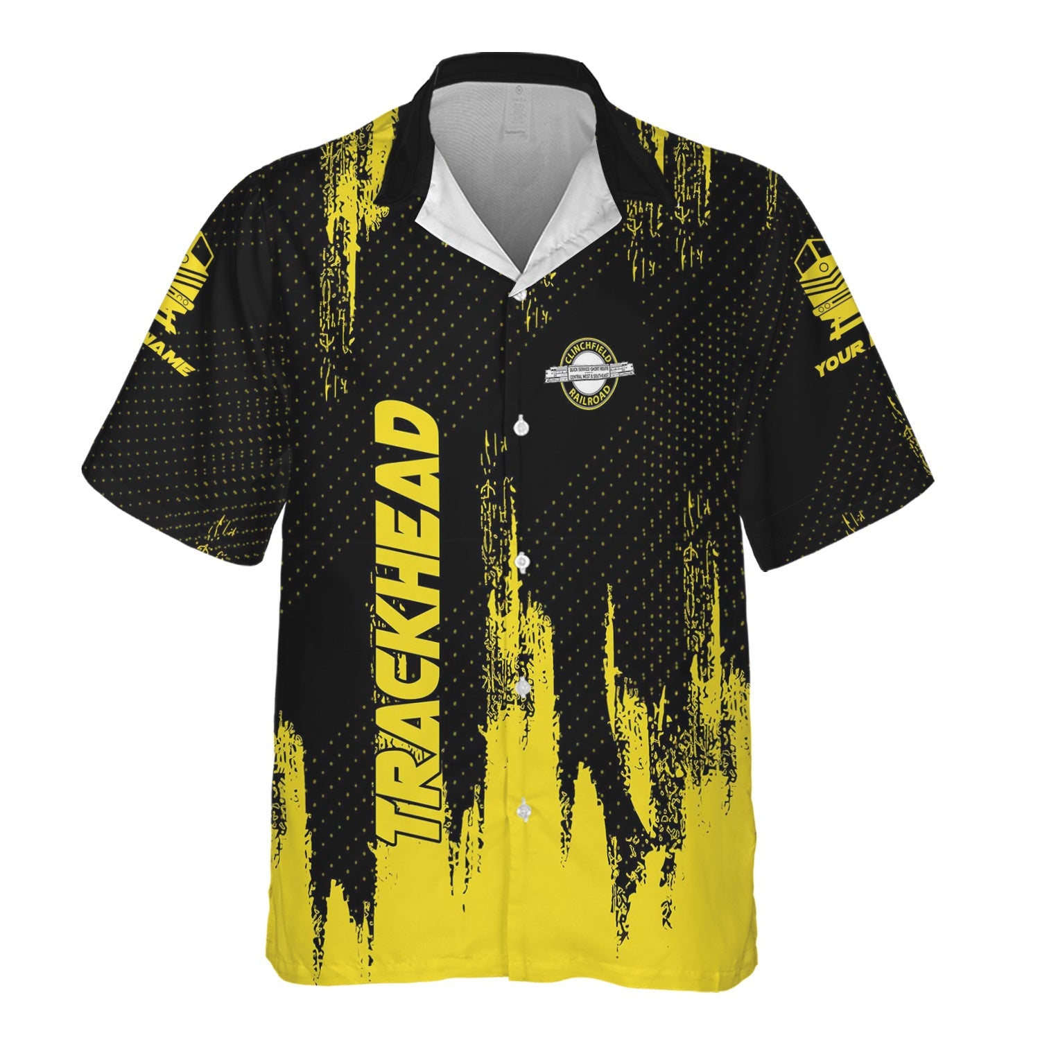 Railspirit Personalized Clinchfield Railroad Hawaiian Shirt Paint Impact Design Train Shirt for Trackhead