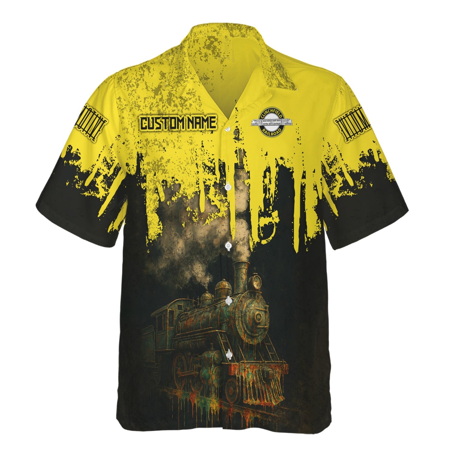 Railspirit Personalized Clinchfield Railroad Hawaiian Shirt Vintage Train Art Style Shirt For Locomotive Fans