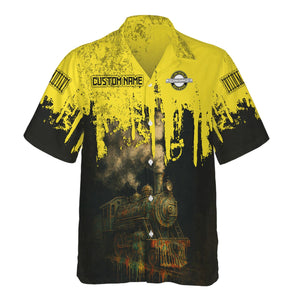 Railspirit Personalized Clinchfield Railroad Hawaiian Shirt Vintage Train Art Style Shirt For Locomotive Fans