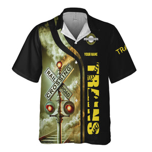 Railspirit Custom Name Clinchfield Railroad Hawaiian Shirt Railroad Crossing Sign Printed Train Shirt