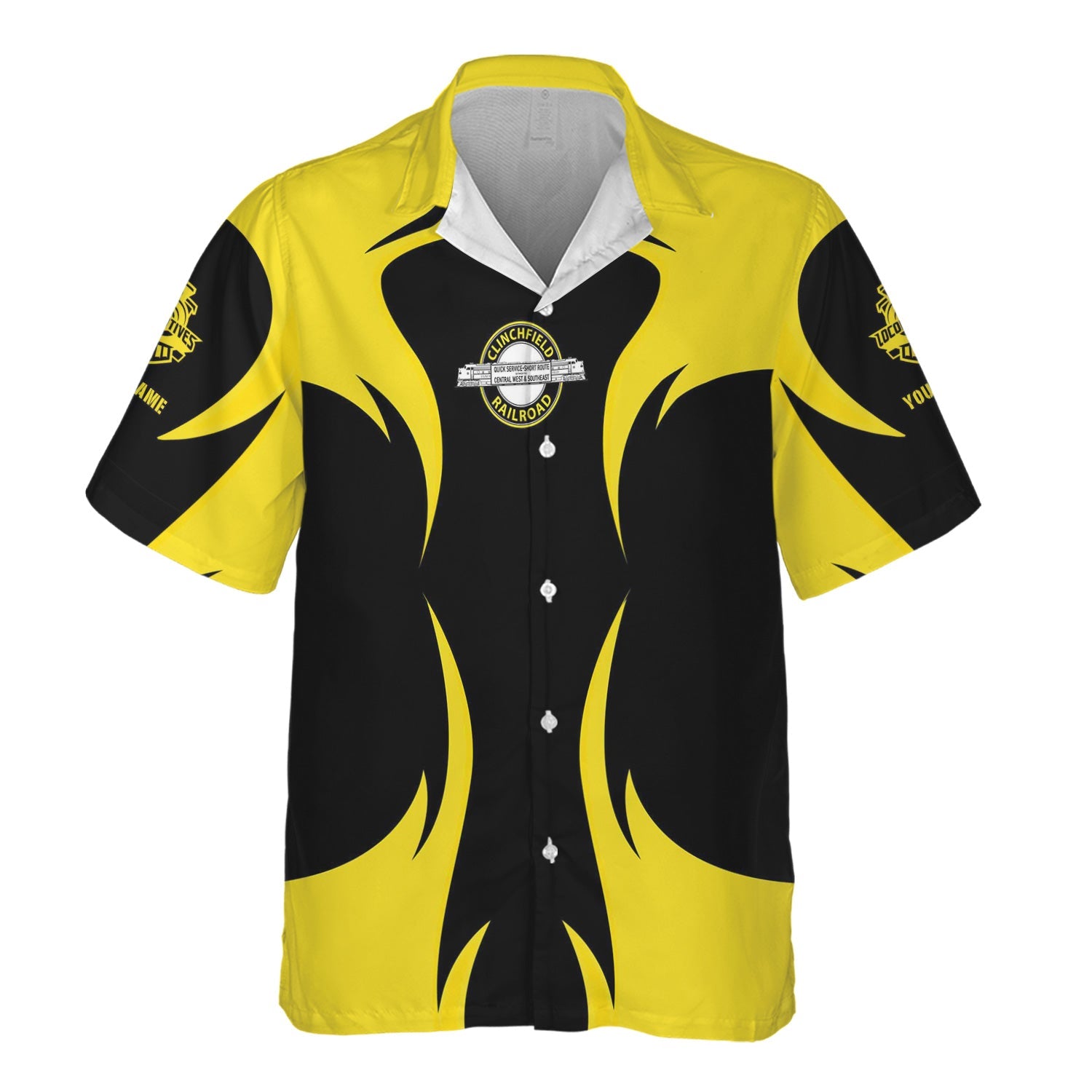 Railspirit Personalized Clinchfield Railroad Hawaiian Shirt Distinctive Flame Style Shirt For Steam Engine Addict