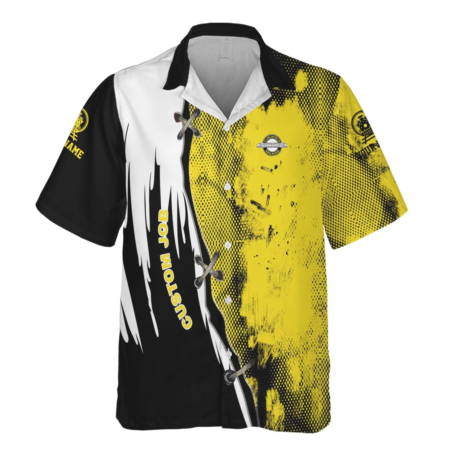 Railspirit Personalized Clinchfield Railroad Hawaiian Shirt Retro Stitches Design with Custom Position Train Shirt